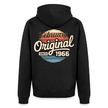 Février 1966 Cadeau d’anniversaire Février 1966 - Veste à capuche bio Premium Unisexe - noir - Dos - Nico (187cm)