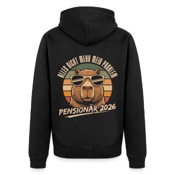 Cadeau drôle pour la retraite des pensionnaires 2026 à Capybara - Veste à capuche bio Premium Unisexe - noir - Dos - Nico (187cm)