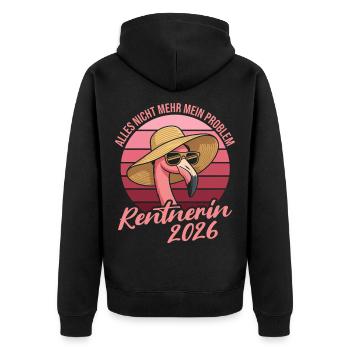 Rentnerin 2026 Flamingo Nicht mein Problem - Unisex Premium Bio Zip Hoodie - Schwarz - Hinten - Nico (187cm)