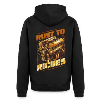 Auto Restauration Rust To Riches - Unisex Premium Organic Zip Hoodie - black - Back - Nico (187cm)
