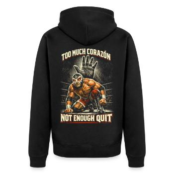 Lucha Libre Luchador Too Much Corazon - Unisex Premium Bio Zip Hoodie - Schwarz - Hinten - Nico (187cm)