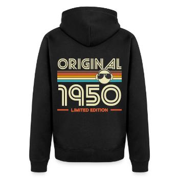 Original 1950's Retro Tee - Unisex Premium Organic Zip Hoodie - black - Back - Nico (187cm)