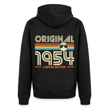 Original 1954 Retro Limited Edition - Unisex Premium Organic Zip Hoodie - black - Back - Nico (187cm)