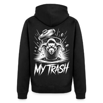 Rat agressif dans la poubelle – Ma poubelle - Veste à capuche bio Premium Unisexe - noir - Dos - Nico (187cm)