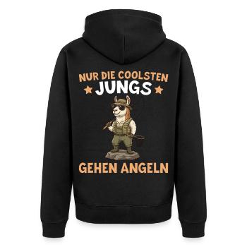 Angler Geschenk Coolste Jungs gehen Angeln - Unisex Premium Bio Zip Hoodie - Schwarz - Hinten - Nico (187cm)