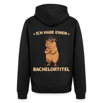 Bachelor 2026 Capybara Saying for University Graduation - Unisex Premium Organic Zip Hoodie - black - Back - Nico (187cm)