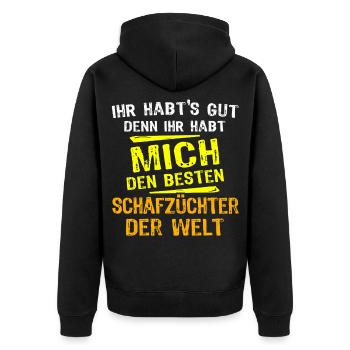 Sheep Farmer Gift - Unisex Premium Organic Zip Hoodie - black - Back - Nico (187cm)