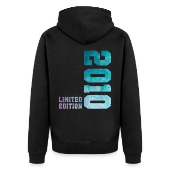 2010 Limited Edition 16 Years Anniversary - Unisex Premium Organic Zip Hoodie - black - Back - Nico (187cm)