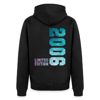 2006 Limited Edition 20 Years Anniversary - Unisex Premium Organic Zip Hoodie - black - Back - Nico (187cm)