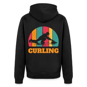 Curling Spieler Wintersport Eisstockschießen - Unisex Premium Bio Zip Hoodie - Schwarz - Hinten - Nico (187cm)