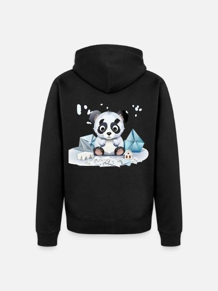 Kuschelpanda im Eisschatz - Unisex Premium Organic Zip Hoodie - black