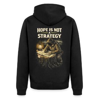 Prepper Survivalist Hope Is Not A Strategy - Unisex Premium Organic Zip Hoodie - black - Back - Nico (187cm)