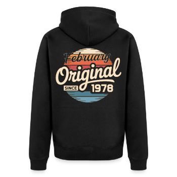 Cadeau d’anniversaire de février 1978 Février 1978 - Veste à capuche bio Premium Unisexe - noir - Dos - Nico (187cm)