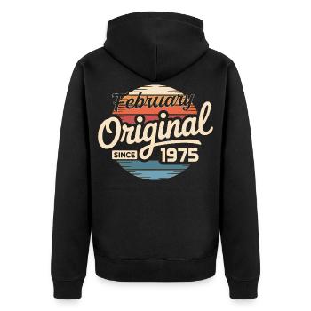February 1975 Birthday present February 1975 - Unisex Premium Organic Zip Hoodie - black - Back - Nico (187cm)