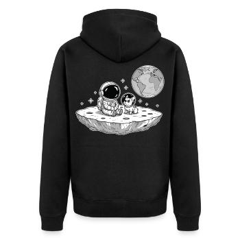 Astronaut Dog Bulldog Space - Unisex Premium Organic Zip Hoodie - black - Back - Nico (187cm)