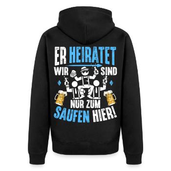 JGA T-Shirt Männer Junggesellenabschied Shirts - Unisex Premium Bio Zip Hoodie - Schwarz - Hinten - Nico (187cm)