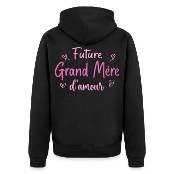 Future grand mère d'amour - Cadeau grand mère - Veste à capuche bio Premium Unisexe - noir - Dos - Nico (187cm)