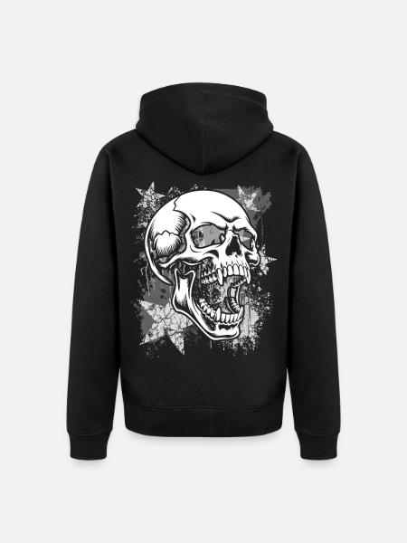 Schädel im Grunge-Splatter - Unisex Premium Bio Zip Hoodie - Schwarz