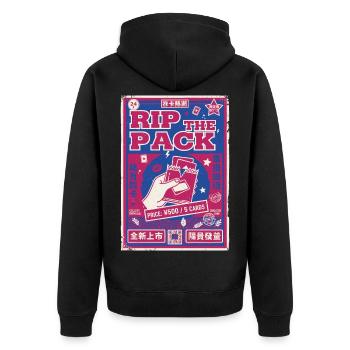 Rip The Pack Trading Card Booster Pack Legendary - Unisex Premium Organic Zip Hoodie - black - Back - Nico (187cm)
