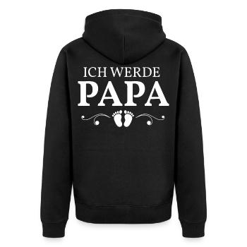 Ich werde Papa – Stolzer werdender Vater - Unisex Premium Bio Zip Hoodie - Schwarz - Hinten - Nico (187cm)