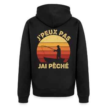 I can't I have Sunset Fishing - Unisex Premium Organic Zip Hoodie - black - Back - Nico (187cm)