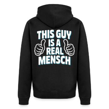 This Guy Is A Real Man T-Shirt - Unisex Premium Organic Zip Hoodie - black - Back - Nico (187cm)
