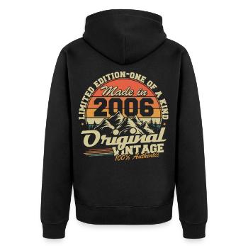 Original 2006 Vintage jahrgang GeburtstagGeschenk - Unisex Premium Bio Zip Hoodie - Schwarz - Hinten - Nico (187cm)