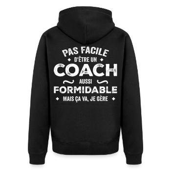 Ein großartiger Trainer – ein witziges Zitat und Humor - Unisex Premium Bio Zip Hoodie - Schwarz - Hinten - Nico (187cm)