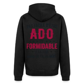 Teenager-Humor – Ich bin ein toller Teenager - Unisex Premium Bio Zip Hoodie - Schwarz - Hinten - Nico (187cm)