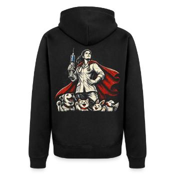 Veterinarian Veterinarian - Unisex Premium Organic Zip Hoodie - black - Back - Nico (187cm)