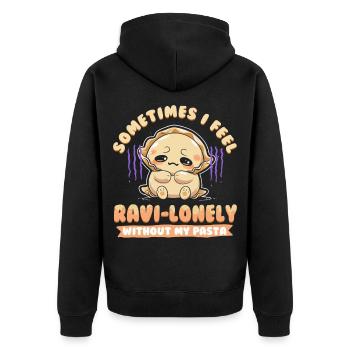 Ravioli Ravi-Solitaire sans mes pâtes - Veste à capuche bio Premium Unisexe - noir - Dos - Nico (187cm)
