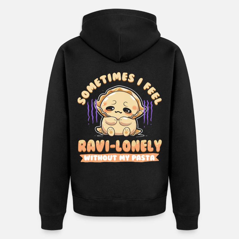 Ravioli Ravi-Solitaire sans mes pâtes - Veste à capuche bio Premium Unisexe - noir