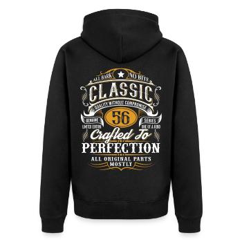 56. Geburtstag - Unisex Premium Bio Zip Hoodie - Schwarz - Hinten - Nico (187cm)