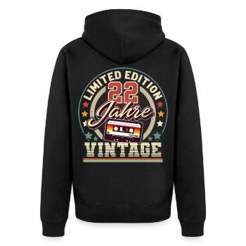 Cassette vintage du 22e anniversaire - Veste à capuche bio Premium Unisexe - noir - Dos - Nico (187cm)
