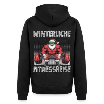 Santa Claus VOYAGE HIVERNAL DE FITNESS Drôle - Veste à capuche bio Premium Unisexe - noir - Dos - Nico (187cm)