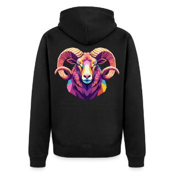 Sheep Head Funny Gift Farm Animal - Unisex Premium Organic Zip Hoodie - black - Back - Nico (187cm)