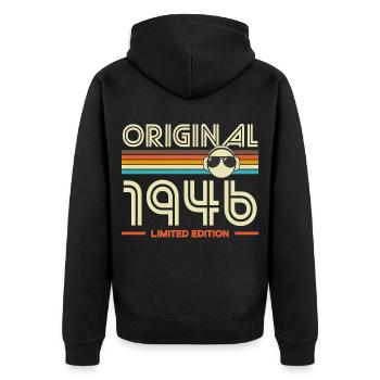 Original 1946 Retro Édition Limitée - Veste à capuche bio Premium Unisexe - noir - Dos - Nico (187cm)