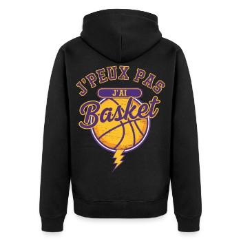 I can't I have Basketball - Unisex Premium Organic Zip Hoodie - black - Back - Nico (187cm)