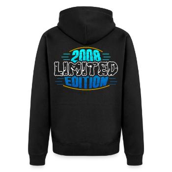 2008 Limited Edition Retro Design - Birthday - Unisex Premium Organic Zip Hoodie - black - Back - Nico (187cm)