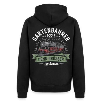 Gartenbahn Eisenbahn Garten Spur G Modelleisenbahn - Unisex Premium Bio Zip Hoodie - Schwarz - Hinten - Nico (187cm)