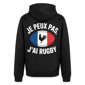 Je Peux Pas J'ai Rugby - Veste à capuche bio Premium Unisexe - noir - Dos - Nico (187cm)