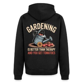 T-shirt Jardinier – Hobby Garden - Veste à capuche bio Premium Unisexe - noir - Dos - Nico (187cm)