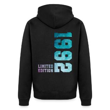 1992 Limited Edition 34 Years Anniversary - Unisex Premium Organic Zip Hoodie - black - Back - Nico (187cm)
