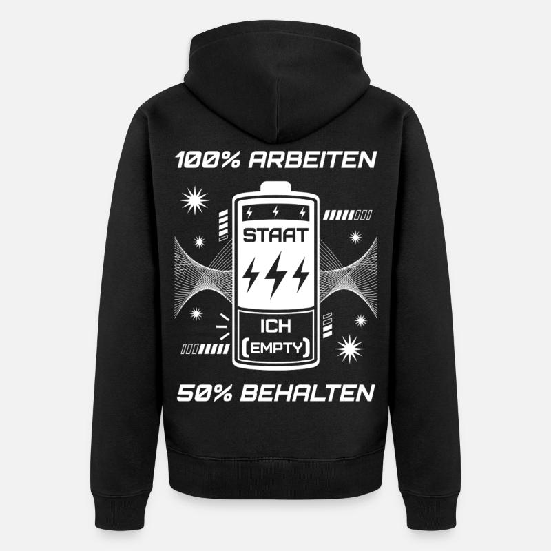 100 % travail, 50 % garder - Veste à capuche bio Premium Unisexe - noir