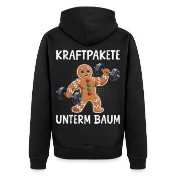 Gingerbread Man POWERHOUSES UNDER THE TREE Funny - Unisex Premium Organic Zip Hoodie - black - Back - Nico (187cm)