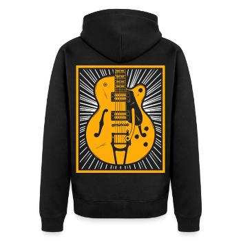 Retro-Gitarren-Silhouette - Unisex Premium Bio Zip Hoodie - Schwarz - Hinten - Nico (187cm)
