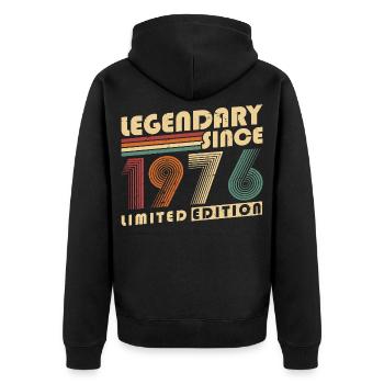 Legendary Since 1976 Vintage Vintage Birthday - Unisex Premium Organic Zip Hoodie - black - Back - Nico (187cm)