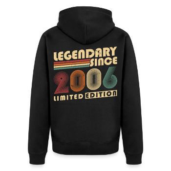 Legendary Since 2006 Vintage Vintage Birthday - Unisex Premium Organic Zip Hoodie - black - Back - Nico (187cm)
