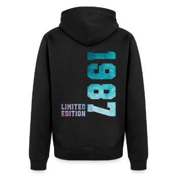 1987 Limited Edition 39 Years Anniversary - Unisex Premium Organic Zip Hoodie - black - Back - Nico (187cm)