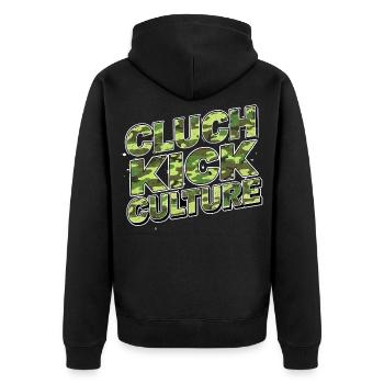 Conception du camouflage Culture du Clutch Kick - Veste à capuche bio Premium Unisexe - noir - Dos - Nico (187cm)